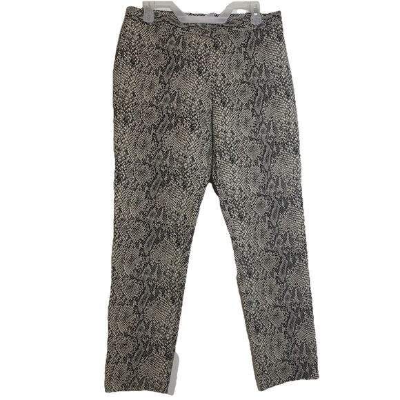 HUNTER BELL Snake Print Tapered Pants Straight Leg Black White Career - Size 8